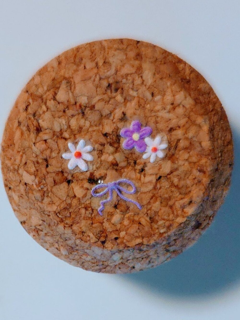 Brand New Hand Crafted Magnet Created from Champagne Cork Featuring Flowers